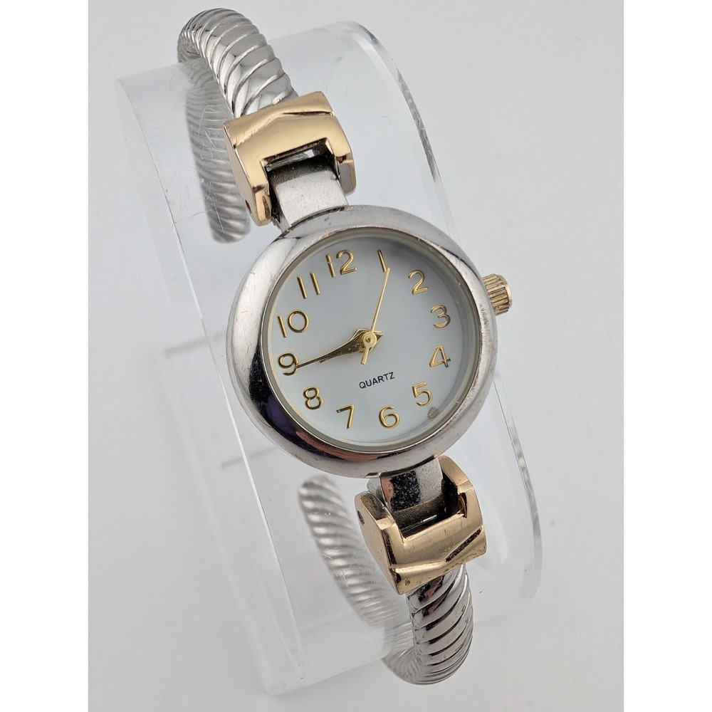 Accutime Watch Women 22mm Case Twisted Metal Bangle Band- New Battery